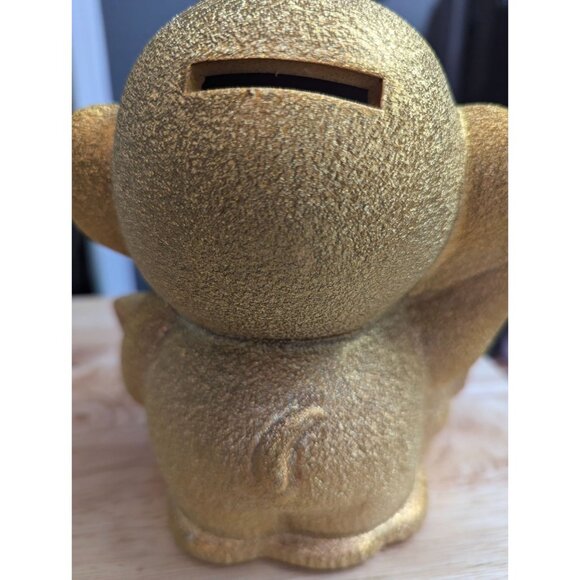 Ceramic Gold Fleck Monkey Bank - Year of the Monkey piggy bank 7 inch red tie - Picture 7 of 10